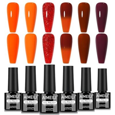 AIMEILI Vernis à Ongles Gel 6 Couleurs Marron Automne Hiver, Vernis Semi Permanent Soak Off UV LED Manucure Nail Art Longue Durée 5ml Kit 105 AIMEILI Vernis à Ongles Gel 6 Couleurs Marron Automne Hiver, Vernis Semi Permanent Soak Off UV LED Manucure Nail Art Longue Durée 5ml Kit 105