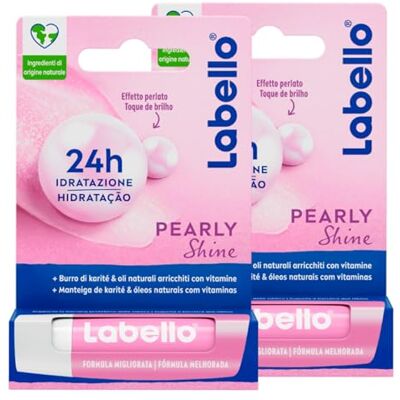 Labello Pearly Shine Burrocacao Lèvres Colorées Hydratantes Avec Extraits de Perle et Soie Lip Baume Rosé 2 Bâtons Labello Pearly Shine Burrocacao Lèvres Colorées Hydratantes Avec Extraits de Perle et Soie Lip Baume Rosé 2 Bâtons
