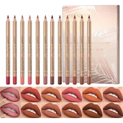 Sitovely 12 couleurs Mince Ensemble de crayons à lèvres, Lip Liner Pencil Set, Crayon à Lèvres Onctueux et Crémeux, Rouge à lèvres mat Stylo à lèvres étanche, Natural Lip Pen Makeup Sitovely 12 couleurs Mince Ensemble de crayons à lèvres, Lip Liner Pencil Set, Crayon à Lèvres Onctueux et Crémeux, Rouge à lèvres mat Stylo à lèvres étanche, Natural Lip Pen Makeup