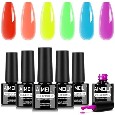 AIMEILI Gel Construction Ongle UV Builder Base Néon Macaron 6 Couleur KIT 127 AIMEILI Gel Construction Ongle UV Builder Base Néon Macaron 6 Couleur KIT 127