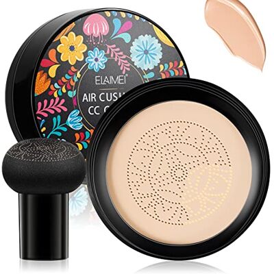 CCKULOOB Fond de Teint Couvrant CC Crème, Air Cushion CC Cream Mushroom Head BB crème correcteur de maquillage nude hydratant éclaircissant (Naturelle) CCKULOOB Fond de Teint Couvrant CC Crème, Air Cushion CC Cream Mushroom Head BB crème correcteur de maquillage nude hydratant éclaircissant (Naturelle)