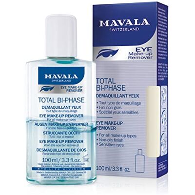 MAVALA Total Bi-Phase Démaquillant pour les Yeux Démaquillant pour Tout Type de Maquillage Fini Non Gras Spécial Yeux Sensibles 100ml MAVALA Total Bi-Phase Démaquillant pour les Yeux Démaquillant pour Tout Type de Maquillage Fini Non Gras Spécial Yeux Sensibles 100ml