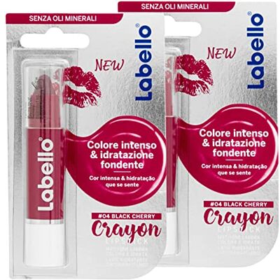 Labello Crayon Lipstick Couleur Black Cherry Crayon Lèvres Beurre avec Formule Enrichi Huiles Naturelles Hydratant Nourrissant 2 Bâtons Labello Crayon Lipstick Couleur Black Cherry Crayon Lèvres Beurre avec Formule Enrichi Huiles Naturelles Hydratant Nourrissant 2 Bâtons