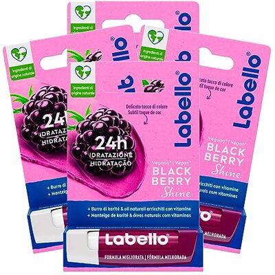 Labello Blackberry Shine Burrocacao Lèvres Colorées Arôme de More Lip Baume Hydratant 24h avec Ingrédients Naturels et Beurre de Karité 4 Bâtons Labello Blackberry Shine Burrocacao Lèvres Colorées Arôme de More Lip Baume Hydratant 24h avec Ingrédients Naturels et Beurre de Karité 4 Bâtons