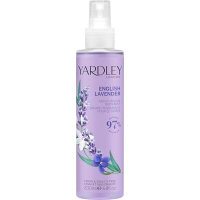 Yardley London English Lavender Fragrance Mist 200 ml Lavender Body Fragrance with Notes of Bergamot and Sage, Moisturising Body Mist with Vitamin E, For Women Yardley London English Lavender Fragrance Mist 200 ml Lavender Body Fragrance with Notes of Bergamot and Sage, Moisturising Body Mist with Vitamin E, For Women
