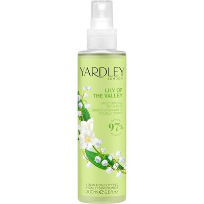 Yardley Brume parfumée Muguet 200 ml, Y7410048-6 Lily Body Fragrance with Notes of Pear and Freesia, Moisturising Body Mist with Vitamin E, For Women Yardley Brume parfumée Muguet 200 ml, Y7410048-6 Lily Body Fragrance with Notes of Pear and Freesia, Moisturising Body Mist with Vitamin E, For Women