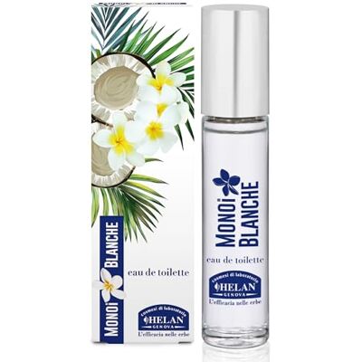 Helan Monoi Blanche Eau de toilette pour femme, parfum solaire, fleuri et exotique avec noix de coco, monoï, ylang ylang, tubéreux, ambre blanc et vanille, parfum enveloppant, 10 ml, fabriqué en Helan Monoi Blanche Eau de toilette pour femme, parfum solaire, fleuri et exotique avec noix de coco, monoï, ylang ylang, tubéreux, ambre blanc et vanille, parfum enveloppant, 10 ml, fabriqué en