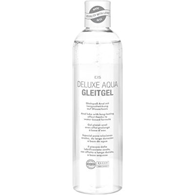 EIS Deluxe Aqua Gel Lubrifiant à Base d'Eau, Effet Longue Durée, 300 ml Sans Silicone, Sans Colorant ni Graisse, Formule Végane, Compatible Préservatifs Latex et Jouets, Bouchon Doseur EIS Deluxe Aqua Gel Lubrifiant à Base d'Eau, Effet Longue Durée, 300 ml Sans Silicone, Sans Colorant ni Graisse, Formule Végane, Compatible Préservatifs Latex et Jouets, Bouchon Doseur