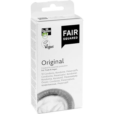 Fair Squared Original préservatifs 55 mm 10 pièces – préservatifs pour homme, boîte de 10 en caoutchouc naturel équitable – préservatif en latex naturel très fin, sensations naturelles Fair Squared Original préservatifs 55 mm 10 pièces – préservatifs pour homme, boîte de 10 en caoutchouc naturel équitable – préservatif en latex naturel très fin, sensations naturelles