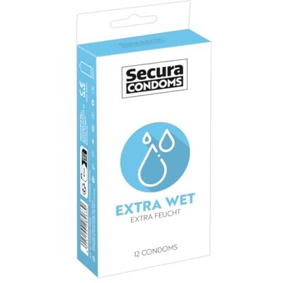 Secura Extra Wet Lot de 12 préservatifs extra humides pour la prévention sans hormones pour homme, extra glissants Secura Extra Wet Lot de 12 préservatifs extra humides pour la prévention sans hormones pour homme, extra glissants