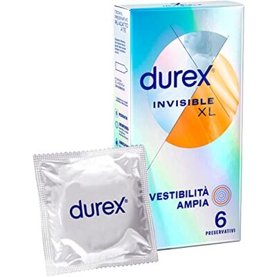 Durex Invisible Preservativi Ultrasottili (0.05 mm) ad Alta Sensibilità XL, Extralarge, 6 Profilattici Durex Invisible Preservativi Ultrasottili (0.05 mm) ad Alta Sensibilità XL, Extralarge, 6 Profilattici