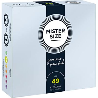 MISTER SIZE Préservatifs vraiment délicats 49 mm en paquet de 36 / extra fins, extra humides/en latex de caoutchouc 100% naturel dans votre taille S/sensation naturelle en paquet de 36 MISTER SIZE Préservatifs vraiment délicats 49 mm en paquet de 36 / extra fins, extra humides/en latex de caoutchouc 100% naturel dans votre taille S/sensation naturelle en paquet de 36