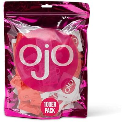 OjO Lot de 100 préservatifs Strawberry Naturel et Sensible en Latex avec Réservoir Diamètre 53 mm pour Homme OjO Lot de 100 préservatifs Strawberry Naturel et Sensible en Latex avec Réservoir Diamètre 53 mm pour Homme
