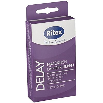 Ritex DELAY Kondome, Länger Lieben, Mit Doppel-Ring, 8 Stück, Made in Germany Ritex DELAY Kondome, Länger Lieben, Mit Doppel-Ring, 8 Stück, Made in Germany