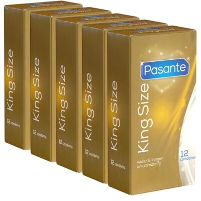 Pasante King Size 5 x 12 préservatifs extra grands, 60mm largeur, offre spéciale ! Pasante King Size 5 x 12 préservatifs extra grands, 60mm largeur, offre spéciale !