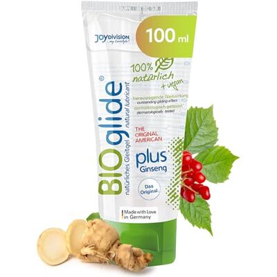 JOYDIVISION Lubrifiant American BIOglide plus Ginseng 100 ml I Lubrifiant 100% naturel & végan I Lubrifiant à base d'eau I Lubrifiant bio pour préservatifs en latex JOYDIVISION Lubrifiant American BIOglide plus Ginseng 100 ml I Lubrifiant 100% naturel & végan I Lubrifiant à base d'eau I Lubrifiant bio pour préservatifs en latex