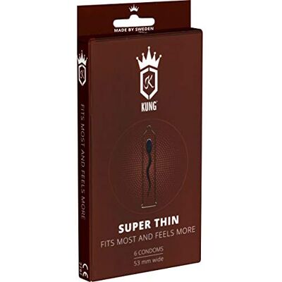 Kung Super Thin, préservatifs super fins (épaisseur 0,04 mm), 1 x 6 pc. Kung Super Thin, préservatifs super fins (épaisseur 0,04 mm), 1 x 6 pc.