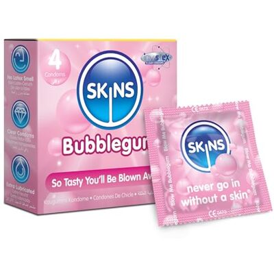 SKINS Sexual Health Multipack de préservatifs aromatisés Bubblegum. Aucune odeur de latex et lubrification supplémentaire pour un maximum de confort, incolore-4 pièces (lot de 1) SKINS Sexual Health Multipack de préservatifs aromatisés Bubblegum. Aucune odeur de latex et lubrification supplémentaire pour un maximum de confort, incolore-4 pièces (lot de 1)