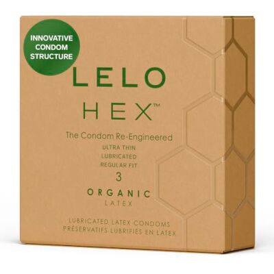LELO HEX Organic est un Préservatif en Latex d’Origine Biologique Infusé à la L-arginine, Preservatif Ultra Fin, Condom, Préservatifs Homme, 3 pack LELO HEX Organic est un Préservatif en Latex d’Origine Biologique Infusé à la L-arginine, Preservatif Ultra Fin, Condom, Préservatifs Homme, 3 pack