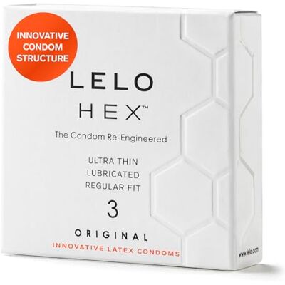 LELO HEX Original Préservatifs Ultrafins Extrêmement Robustes, Préservatifs pour Hommes, 54 mm de Diamètre (Paquet de 3) LELO HEX Original Préservatifs Ultrafins Extrêmement Robustes, Préservatifs pour Hommes, 54 mm de Diamètre (Paquet de 3)