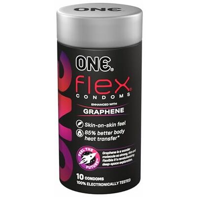 One ® Flex™ Préservatifs de nouvelle génération améliorés avec du graphène, le matériau le plus fin et le plus résistant au monde One ® Flex™ Préservatifs de nouvelle génération améliorés avec du graphène, le matériau le plus fin et le plus résistant au monde
