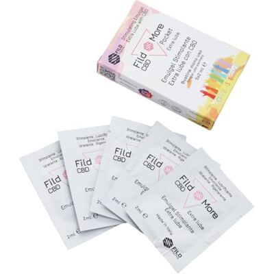 Fild Pharma Fild More Extra Lube Pocket 5 sachets jetables, gel intime avec base d'aloès biologique pour une lubrification naturelle et durable avec de l'huile de chanvre, acide hyaluronique et maca pour une Fild Pharma Fild More Extra Lube Pocket 5 sachets jetables, gel intime avec base d'aloès biologique pour une lubrification naturelle et durable avec de l'huile de chanvre, acide hyaluronique et maca pour une