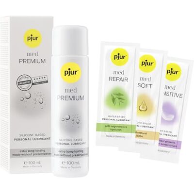 pjur Med Premium glide – Pack avantageux avec 3 échantillons de lubrifiant – Gel lubrifiant médical à base de silicone pour peaux très sensibles (100 ml) pjur Med Premium glide – Pack avantageux avec 3 échantillons de lubrifiant – Gel lubrifiant médical à base de silicone pour peaux très sensibles (100 ml)