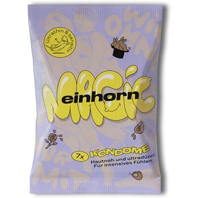 einhorn Lot de 7 préservatifs magiques Taille standard 54 mm Prévention végétalienne sans hormones sans produits chimiques Film lubrifiant naturel Durable et sûr einhorn Lot de 7 préservatifs magiques Taille standard 54 mm Prévention végétalienne sans hormones sans produits chimiques Film lubrifiant naturel Durable et sûr