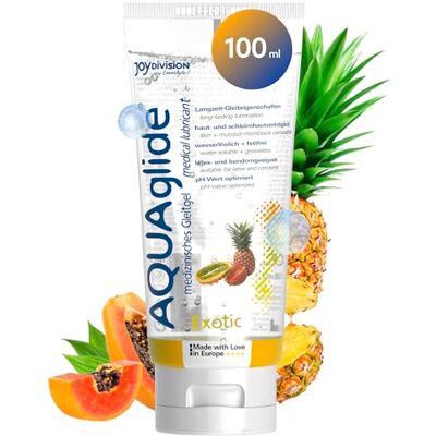 JOYDIVISION AQUAglide Lubrifiant Exotic 100 ml I Lubrifiant à base d'eau I Lubrifiant premium avec goût & parfum I Lubrifiant adapté aux préservatifs en latex I Lubrification longue durée. JOYDIVISION AQUAglide Lubrifiant Exotic 100 ml I Lubrifiant à base d'eau I Lubrifiant premium avec goût & parfum I Lubrifiant adapté aux préservatifs en latex I Lubrification longue durée.
