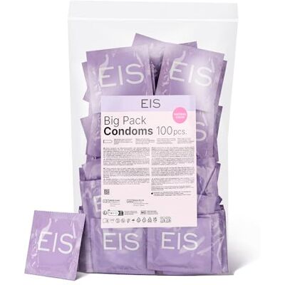 EIS Lot de 100 préservatifs Largeur nominale 53 mm Lubrifiant humidifié et couleur naturelle Préservatifs lisses avec réservoir Préservatifs cylindriques en latex EIS Lot de 100 préservatifs Largeur nominale 53 mm Lubrifiant humidifié et couleur naturelle Préservatifs lisses avec réservoir Préservatifs cylindriques en latex