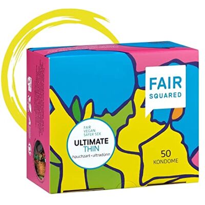 Fair Squared Lot de 50 préservatifs Ultimate Thin Préservatifs ultra fins végétaliens au toucher très doux Caoutchouc naturel durable et équitable LGBTQ Fair Squared Lot de 50 préservatifs Ultimate Thin Préservatifs ultra fins végétaliens au toucher très doux Caoutchouc naturel durable et équitable LGBTQ