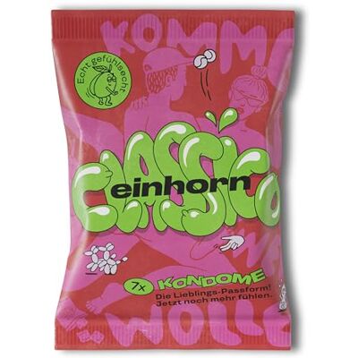 einhorn Lot de 7 préservatifs Classico Taille standard 54 mm Prévention végétalienne sans hormones sans produits chimiques Film lubrifiant naturel Durable et sûr einhorn Lot de 7 préservatifs Classico Taille standard 54 mm Prévention végétalienne sans hormones sans produits chimiques Film lubrifiant naturel Durable et sûr