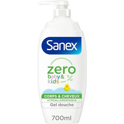 Sanex - Pompe Gel douche Zéro Baby Kids Sans savon Pour les peaux délicates Bébé et Enfant 700ml Bain moussant enfant et bébé hypoallergénique, Approuvé par les pédiatres, Formule sans parfum ni savon, Ne pique pas Sanex - Pompe Gel douche Zéro Baby Kids Sans savon Pour les peaux délicates Bébé et Enfant 700ml Bain moussant enfant et bébé hypoallergénique, Approuvé par les pédiatres, Formule sans parfum ni savon, Ne pique pas
