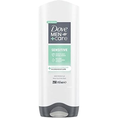 Dove Hommes+Care Douche Gel Savon Douce Nettoyant pour peaux sèches et sensibles Sensitive Hydrate Peau sèche et sensible 250 ML Dove Hommes+Care Douche Gel Savon Douce Nettoyant pour peaux sèches et sensibles Sensitive Hydrate Peau sèche et sensible 250 ML