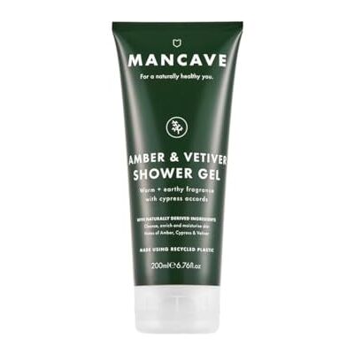 ManCave Gel Douche Amber Vetiver 200ml – Naturel, Vegan, Sans Cruauté – Gel Douche Revigorant pour Hommes avec Ambre Riche et Cyprès Frais ManCave Gel Douche Amber Vetiver 200ml – Naturel, Vegan, Sans Cruauté – Gel Douche Revigorant pour Hommes avec Ambre Riche et Cyprès Frais