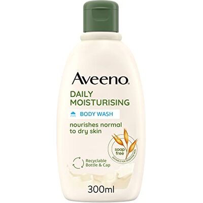 Aveeno Gel douche hydratant quotidien, à l'avoine apaisante, convient aux peaux sensibles, nettoie et nourrit en douceur, sans savon, légèrement parfumé, 300 ml Aveeno Gel douche hydratant quotidien, à l'avoine apaisante, convient aux peaux sensibles, nettoie et nourrit en douceur, sans savon, légèrement parfumé, 300 ml