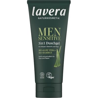 lavera Men Sensitiv Gel douche 3 en 1 rafraîchissant et revigorant Pour peaux sensibles Bambou bio et aloe vera bio Végétalien Cosmétique naturel 200 ml lavera Men Sensitiv Gel douche 3 en 1 rafraîchissant et revigorant Pour peaux sensibles Bambou bio et aloe vera bio Végétalien Cosmétique naturel 200 ml