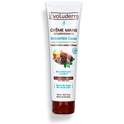 Evoluderm Crème Mains Irrésistible Cacao Nourrissante Hydratante Nourrissante Non Grasse 150 ml – 96% d'Origine Naturelle Fabrication Française Evoluderm Crème Mains Irrésistible Cacao Nourrissante Hydratante Nourrissante Non Grasse 150 ml – 96% d'Origine Naturelle Fabrication Française