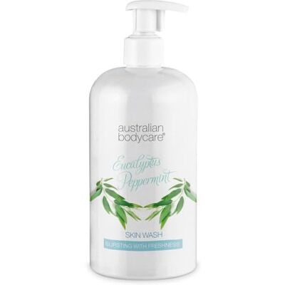 Australian Bodycare Skin Wash Professional 500 ml Huile d'arbre à thé + gel douche à l'eucalyptus pour le corps Adoucit la peau Idéal pour les peaux impures ou avant l'épilation à la cire/rasage Australian Bodycare Skin Wash Professional 500 ml Huile d'arbre à thé + gel douche à l'eucalyptus pour le corps Adoucit la peau Idéal pour les peaux impures ou avant l'épilation à la cire/rasage