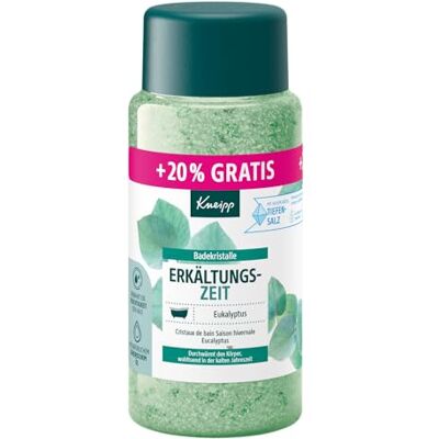 Kneipp Cristaux de bain Temps de rhume, sel de bain Taille spéciale Avec sel profond naturel de Saline Luisenhall et huiles essentielles naturelles d'eucalyptus et de menthe, édition limitée, Kneipp Cristaux de bain Temps de rhume, sel de bain Taille spéciale Avec sel profond naturel de Saline Luisenhall et huiles essentielles naturelles d'eucalyptus et de menthe, édition limitée,