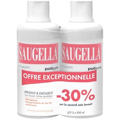 Saugella Poligyn Soin Lavant Intime Lot de 2 x 500 ml Saugella Poligyn Soin Lavant Intime Lot de 2 x 500 ml