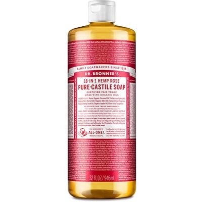Dr. Bronner's Dr Bronner's Savon liquide à la rose biologique 946 ml Dr. Bronner's Dr Bronner's Savon liquide à la rose biologique 946 ml