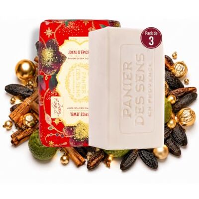 Panier des Sens Savons Solides de Noël Joyau d’Épices 3x200g Cadeau Noël Savon Karité Trio de savon mains extra-doux au karité, parfum épicé de Grasse, 97% naturel, idéal à offrir pour Noël. Panier des Sens Savons Solides de Noël Joyau d’Épices 3x200g Cadeau Noël Savon Karité Trio de savon mains extra-doux au karité, parfum épicé de Grasse, 97% naturel, idéal à offrir pour Noël.