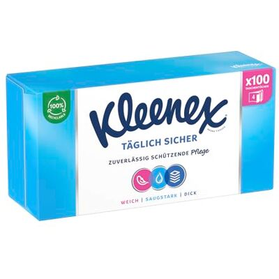 Kleenex Boîte à mouchoirs de qualité supérieure à 4 couches pour usage quotidien 100 mouchoirs par boîte Kleenex Boîte à mouchoirs de qualité supérieure à 4 couches pour usage quotidien 100 mouchoirs par boîte