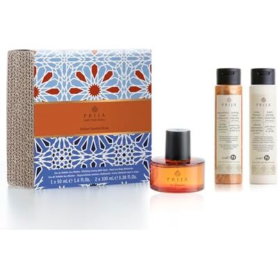 Prija Radiant Scented Ritual Luxury Bath and Body Gift Set Revitalising Shower Gel, Moisturising Body Cream and Aromatic Eau de Toilette. Energising Wellness Kit for Radiant Skin. Prija Radiant Scented Ritual Luxury Bath and Body Gift Set Revitalising Shower Gel, Moisturising Body Cream and Aromatic Eau de Toilette. Energising Wellness Kit for Radiant Skin.