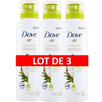 Dove Gel Douche Mousse Surgras à l'Huile de Coco, Parfum Gourmand et Exotique, Formule Testée Dermatologiquement, Lot de 3x200ml Dove Gel Douche Mousse Surgras à l'Huile de Coco, Parfum Gourmand et Exotique, Formule Testée Dermatologiquement, Lot de 3x200ml