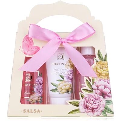 accentra Coffret cadeau pour femme Sweet Peony dans une belle boîte cadeau – Kit de soins 3 pièces avec gel douche, lotion pour le corps et bain moussant – Coffret cadeau bien-être pour la accentra Coffret cadeau pour femme Sweet Peony dans une belle boîte cadeau – Kit de soins 3 pièces avec gel douche, lotion pour le corps et bain moussant – Coffret cadeau bien-être pour la