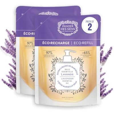 Panier des Sens Lot de 2 recharges de savon pour les mains à la lavande de 500 ml Panier des Sens Lot de 2 recharges de savon pour les mains à la lavande de 500 ml