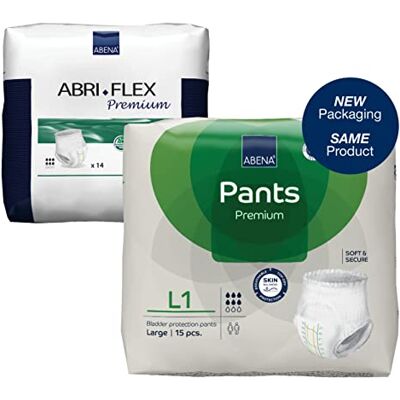 ABENA Pants Lot de 15 culottes d'incontinence à enfiler de qualité supérieure pour homme et femme, discrètes, protectrices, respirantes, confortables L 1, tour de taille 100-140 cm, absorption 1400 ABENA Pants Lot de 15 culottes d'incontinence à enfiler de qualité supérieure pour homme et femme, discrètes, protectrices, respirantes, confortables L 1, tour de taille 100-140 cm, absorption 1400