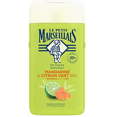 Le Petit Marseillais Gel douche à la mandarine et citron vert bio (250 ml), douche de soin au pH neutre pour la peau et douche aromatique douce avec un parfum particulièrement agréable, hydrate et Le Petit Marseillais Gel douche à la mandarine et citron vert bio (250 ml), douche de soin au pH neutre pour la peau et douche aromatique douce avec un parfum particulièrement agréable, hydrate et